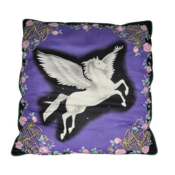 Vintage Harley-Davidson Purple Pegasus Bandana Pillow Cover Made in USA 30"x28" - Picture 1 of 10